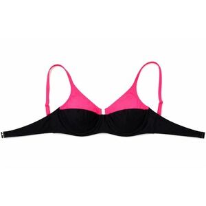 Popvil Women's Watermelon Red Black Colorblock Padded Bikini Top Size L NWT